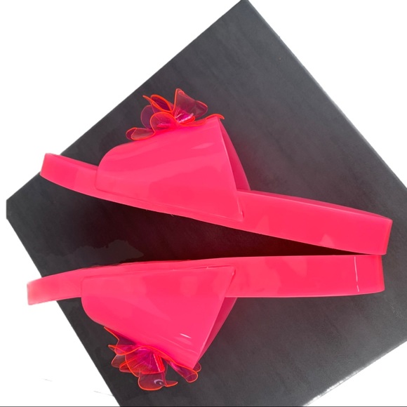 NWT J.Crew Pink Floral Jelly Flower Pool Slides Flip Flops Sandals Size 7 8 - Picture 7 of 16